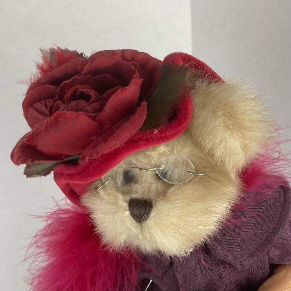 Bearington Collection Queen Fedora Teddy Bear Rose Hat Feather Boa Glasses 2003 - Picture 2 of 8